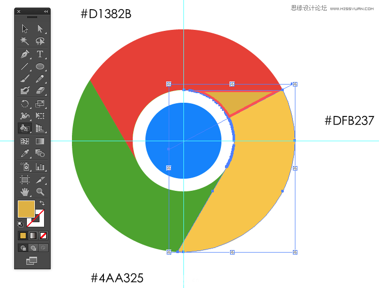 Illustrator绘制Google浏览器Chrome图标,PS教程,素材中国网