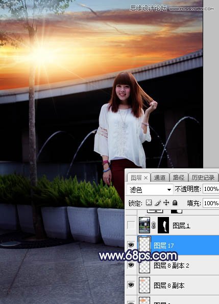 Photoshop给人像照片添加唯美的夕阳景色,PS教程,素材中国网