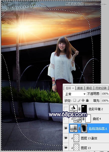 Photoshop给人像照片添加唯美的夕阳景色,PS教程,素材中国网