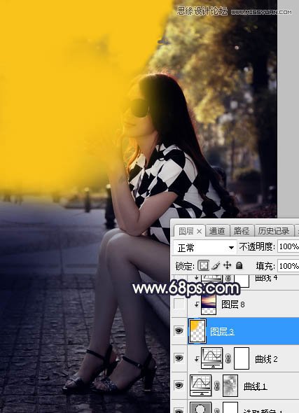 Photoshop给街头美女添加夕阳美景效果,PS教程,素材中国网