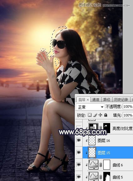 Photoshop给街头美女添加夕阳美景效果,PS教程,素材中国网