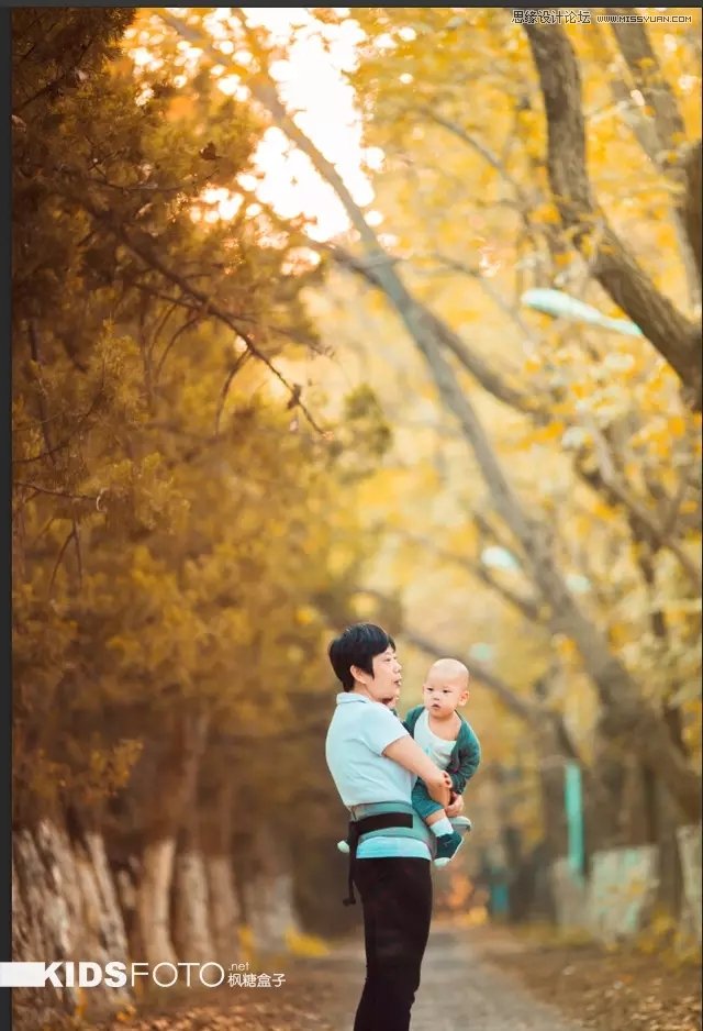 Photoshop调出外景照片唯美的秋季金黄色,PS教程,素材中国网
