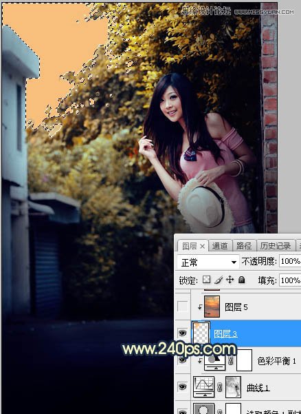 Photoshop调出美女人像唯美的夕阳美景效果,PS教程,素材中国网