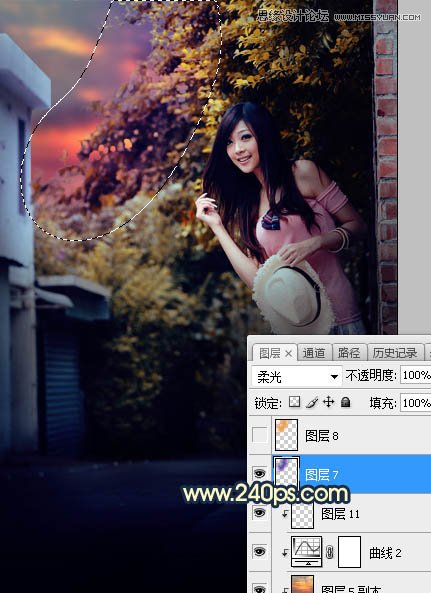 Photoshop调出美女人像唯美的夕阳美景效果,PS教程,素材中国网