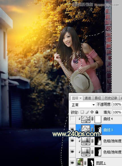 Photoshop调出美女人像唯美的夕阳美景效果,PS教程,素材中国网