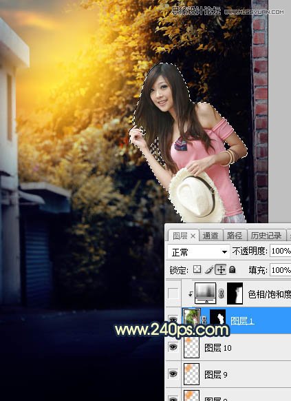 Photoshop调出美女人像唯美的夕阳美景效果,PS教程,素材中国网