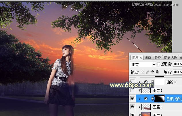 Photoshop给外景照片添加夕阳美景效果图,PS教程,素材中国网
