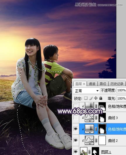 Photoshop给外景情侣照片添加夕阳美景效果,PS教程,素材中国网