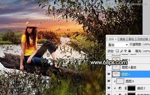 Photoshop给外景美女人像添加夕阳美景效果,PS教程,素材中国网