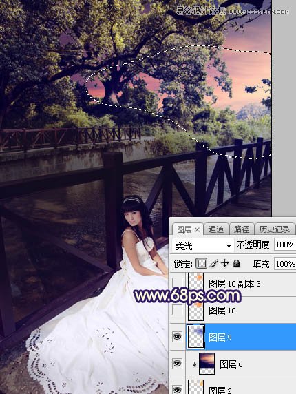 Photoshop给外景婚纱照片添加唯美夕阳景色,PS教程,素材中国网