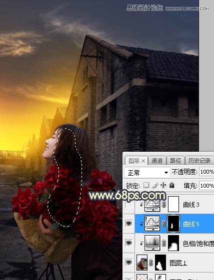 Photoshop给外景人像照片添加黄昏美景效果,PS教程,素材中国网