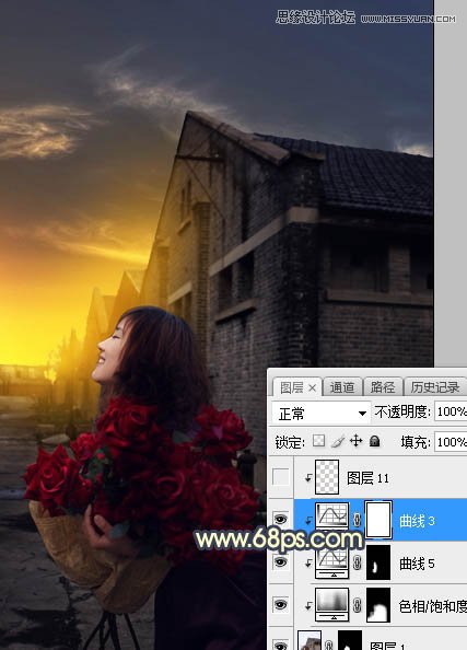 Photoshop给外景人像照片添加黄昏美景效果,PS教程,素材中国网