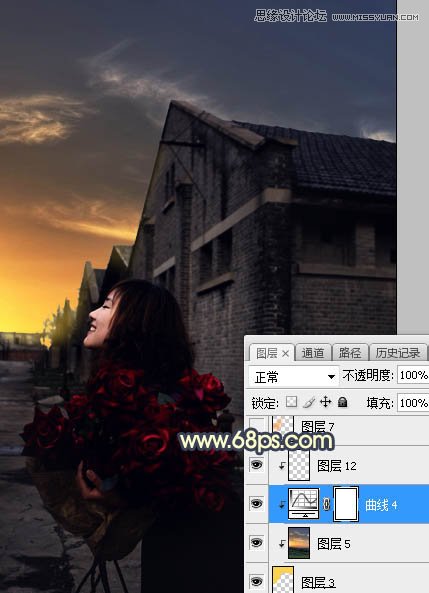 Photoshop给外景人像照片添加黄昏美景效果,PS教程,素材中国网