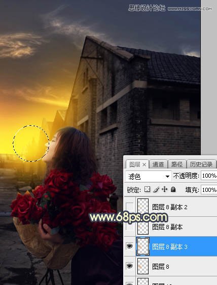 Photoshop给外景人像照片添加黄昏美景效果,PS教程,素材中国网