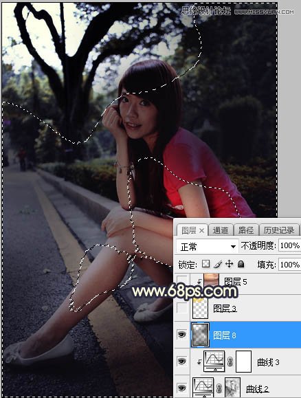 Photoshop给马路边上美女添加夕阳美景效果,PS教程,素材中国网