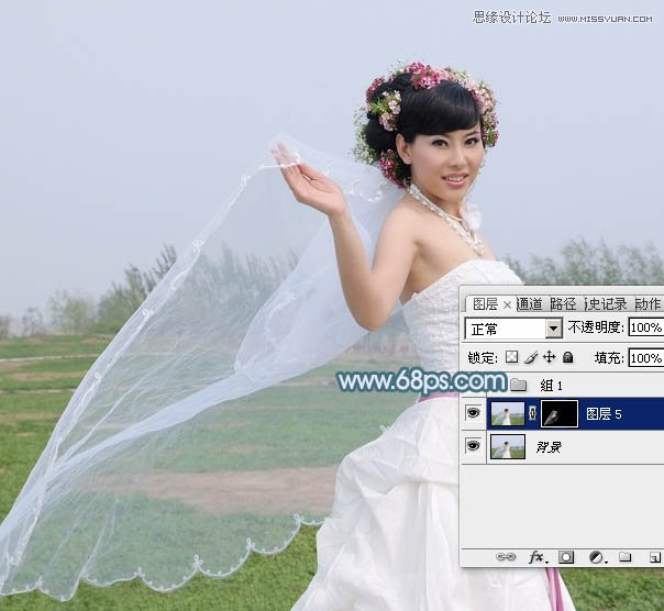 Photoshop巧用通道抠出外景透明的婚纱教程,PS教程,