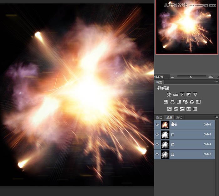 Photoshop使用通道抠出绚丽的火花图片,PS教程,素材中国网