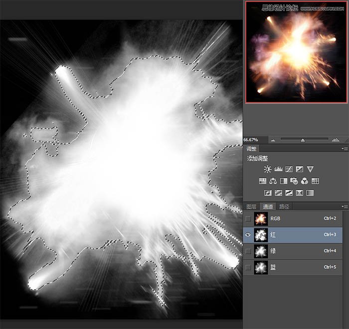 Photoshop使用通道抠出绚丽的火花图片,PS教程,素材中国网