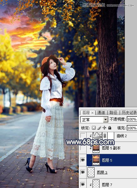 Photoshop给外景人像添加金黄色夕阳效果,PS教程,素材中国网