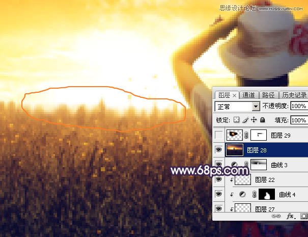 Photoshop给草原上的美女添加夕阳美景效果,PS教程,素材中国网