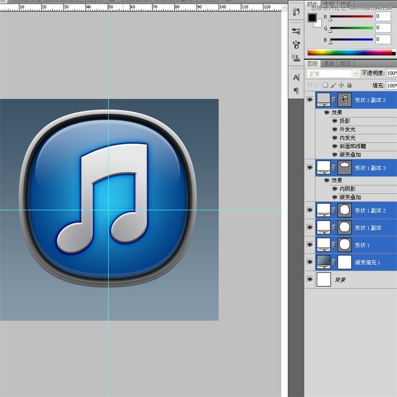 Photoshop绘制经典大气的立体iTunes图标,PS教程,素材中国网