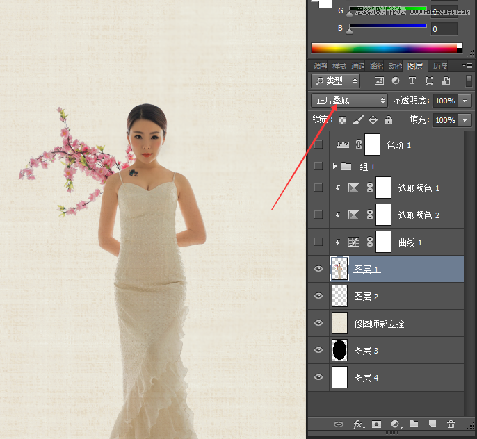 Photoshop制作中国风影楼婚纱照片效果,PS教程,素材中国网