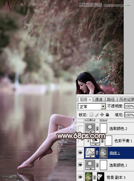 Photoshop调出河边女孩唯美冷色效果图,PS教程,素材中国网