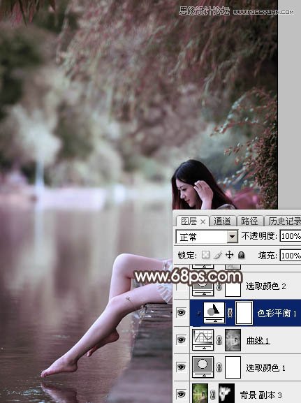 Photoshop调出河边女孩唯美冷色效果图,PS教程,素材中国网