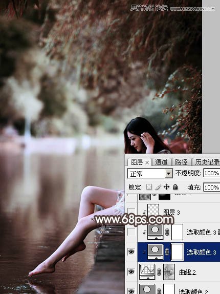 Photoshop调出河边女孩唯美冷色效果图,PS教程,素材中国网