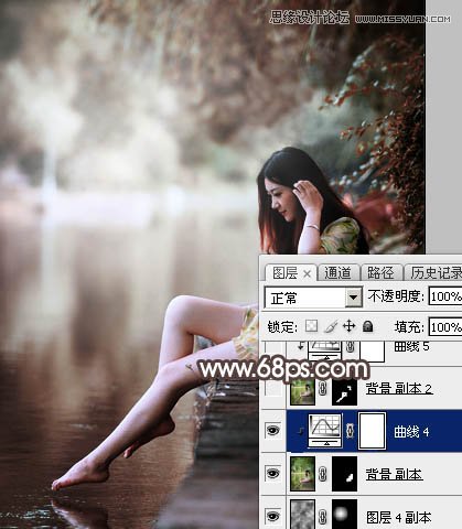 Photoshop调出河边女孩唯美冷色效果图,PS教程,素材中国网