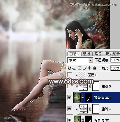 Photoshop调出河边女孩唯美冷色效果图,PS教程,素材中国网