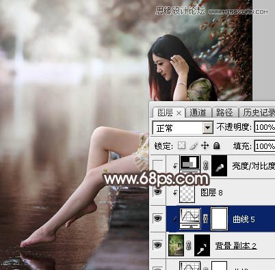 Photoshop调出河边女孩唯美冷色效果图,PS教程,素材中国网