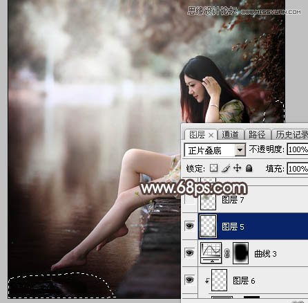 Photoshop调出河边女孩唯美冷色效果图,PS教程,素材中国网