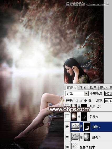 Photoshop调出河边女孩唯美冷色效果图,PS教程,素材中国网