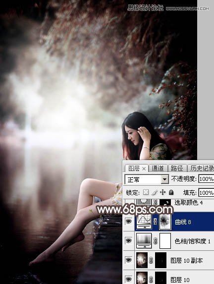 Photoshop调出河边女孩唯美冷色效果图,PS教程,素材中国网