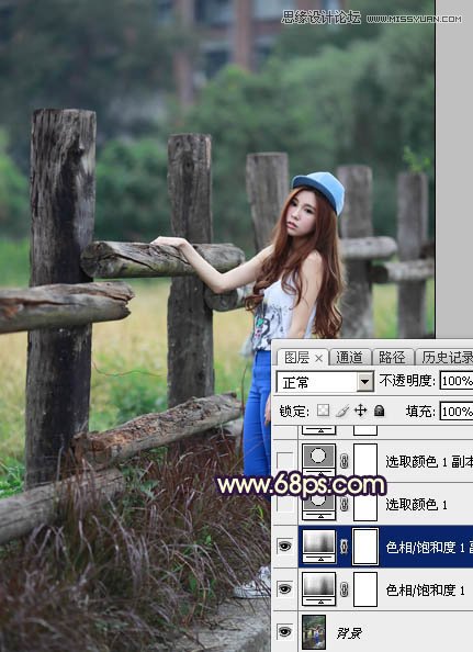 Photoshop给栏杆边女孩唯美逆光效果,PS教程,素材中国网