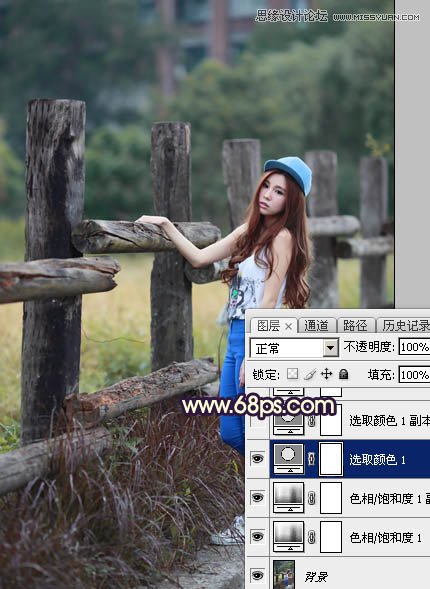 Photoshop给栏杆边女孩唯美逆光效果,PS教程,素材中国网