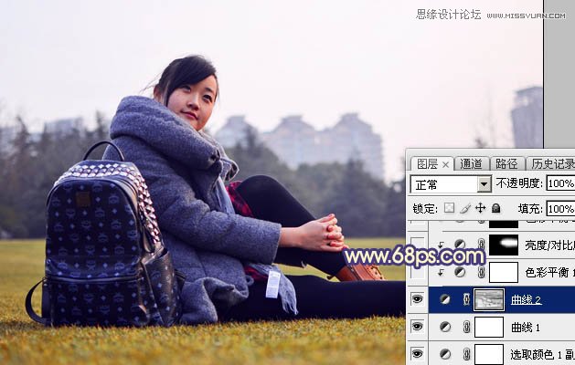 Photoshop给外景女孩添加唯美的黄昏景色,PS教程,素材中国网