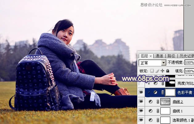 Photoshop给外景女孩添加唯美的黄昏景色,PS教程,素材中国网