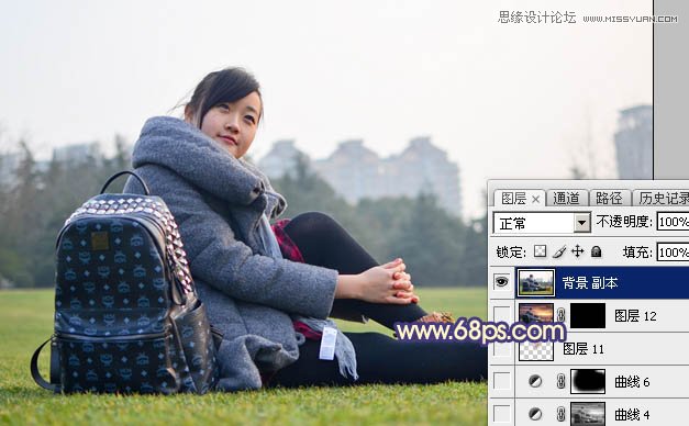 Photoshop给外景女孩添加唯美的黄昏景色,PS教程,素材中国网