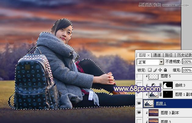 Photoshop给外景女孩添加唯美的黄昏景色,PS教程,素材中国网