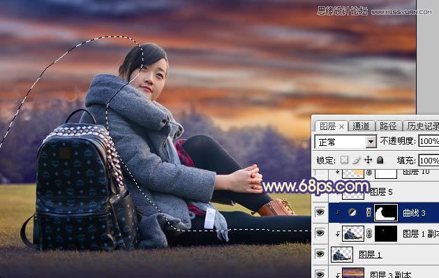 Photoshop给外景女孩添加唯美的黄昏景色,PS教程,素材中国网