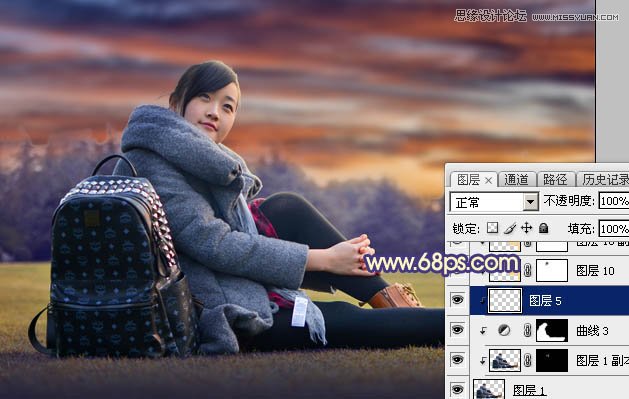 Photoshop给外景女孩添加唯美的黄昏景色,PS教程,素材中国网