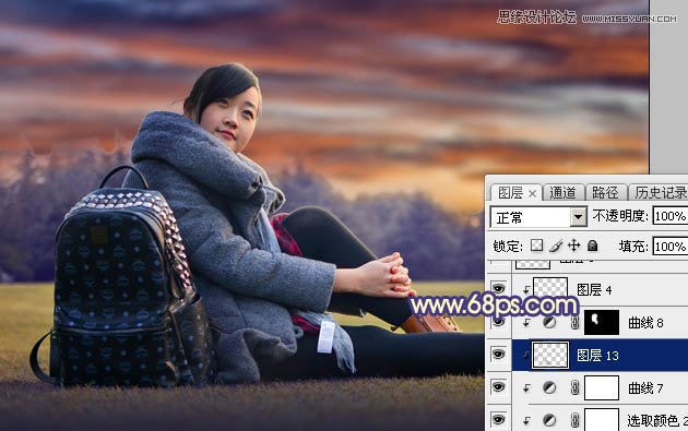 Photoshop给外景女孩添加唯美的黄昏景色,PS教程,素材中国网