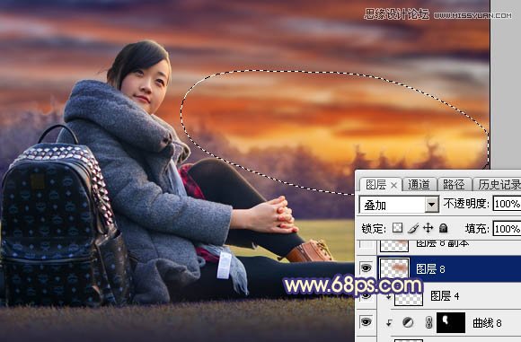 Photoshop给外景女孩添加唯美的黄昏景色,PS教程,素材中国网