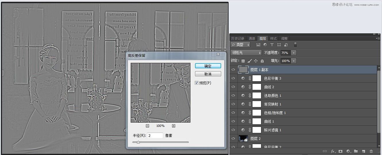 Photoshop调出室内婚纱照片唯美冷色效果,PS教程,素材中国网