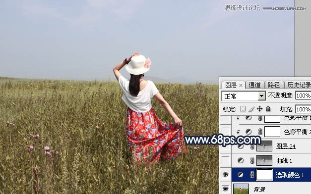 Photoshop调出草丛外景美女冷色逆光效果,PS教程