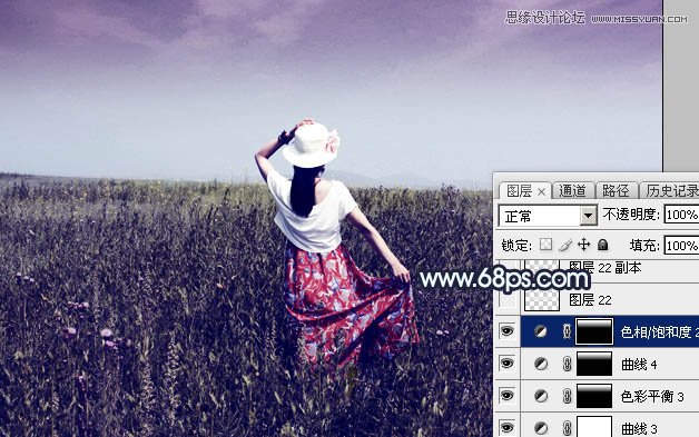 Photoshop调出草丛外景美女冷色逆光效果,PS教程