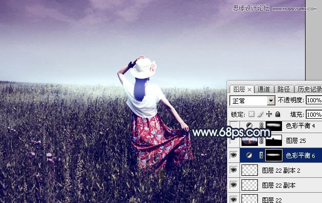 Photoshop调出草丛外景美女冷色逆光效果,PS教程