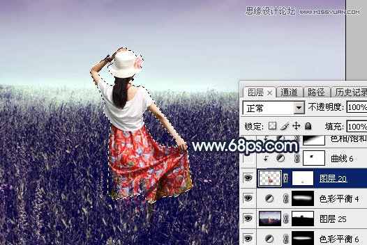 Photoshop调出草丛外景美女冷色逆光效果,PS教程